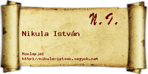 Nikula István névjegykártya